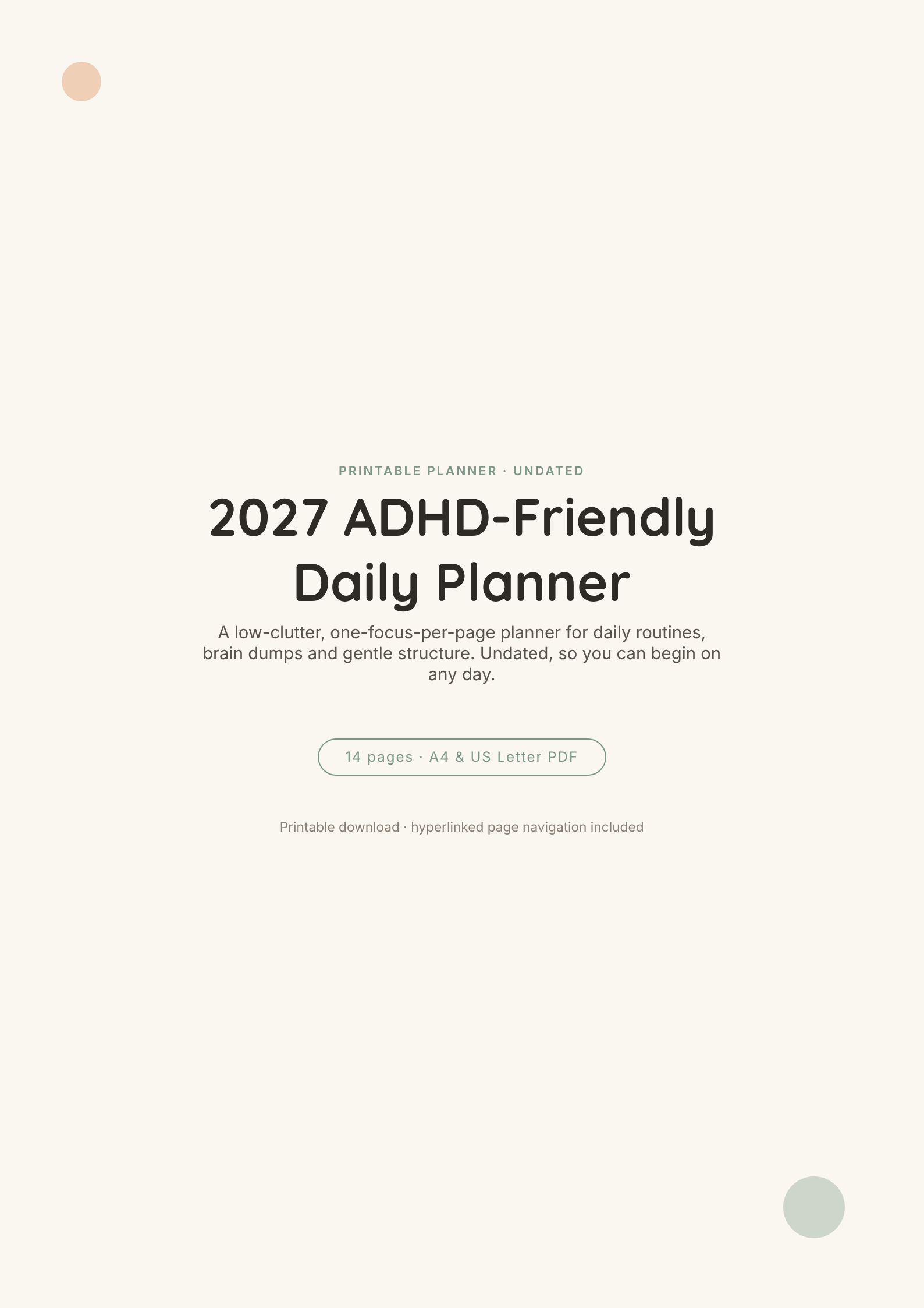 2027 ADHD Daily Planner Printable, Undated Executive Function & Brain Dump Planner (A4 & US Letter PDF), image 4